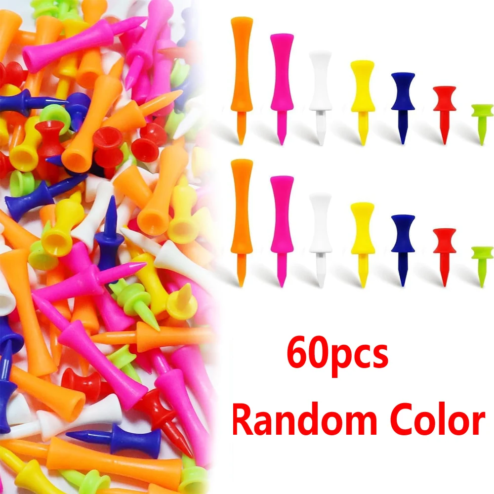 60 Pack Golf Tees Step Down Plastic Unbreakable Reusable Bulk Professional Height Control Castle Tee for Practice