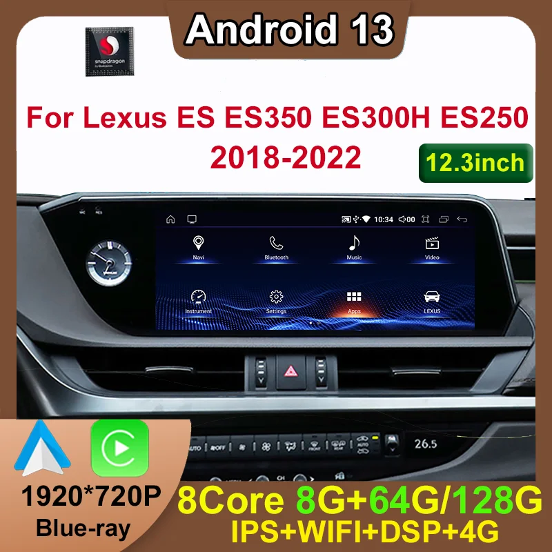 

Android 12 Qualcomm 8+128G For Lexus ES ES200 ES300H ES250 ES350 Auto Carplay Car Dvd Player Navigation Multimedia Stereo