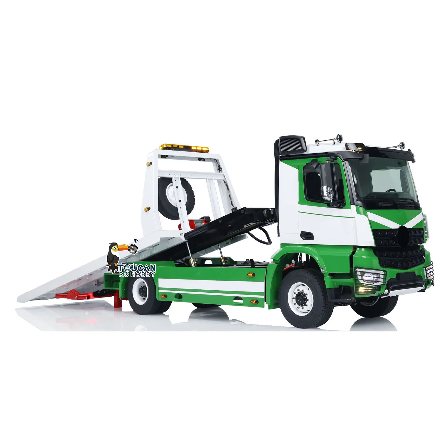 1:14 4X4 JDM RC Hydraulic Tow Truck Remote Control Flatbed Wrecker DIY Painted Car Vehicle Light Sound PL18 Radio Model Toys 5