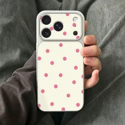 Elegant Black and Pink Polka Dot Leather Phone Case with Soft TPU Shell - iPhone 15 Plus (Style2)