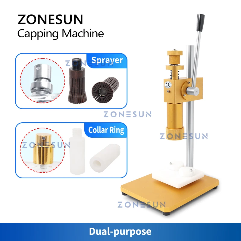 ZONESUN ZS-TYG2 15mm Dual Use Manual Perfume Bottle Crimping Machine Sprayer Collar Ring Capper Sealing Machine