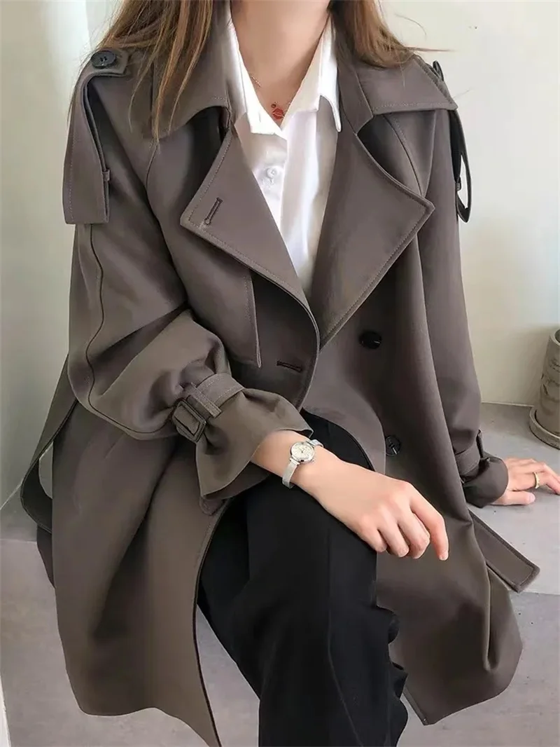 

Women's Woolen Coat 2023 Autumn New Loose Style Versatile Outwear Commuter Goddess Style Slim Windbreaker Coat Solid Color V1888