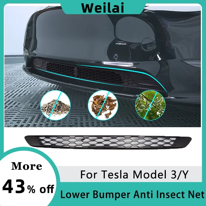 Car Anti Insect Net for Tesla Model Y 2024 Lower Bumper Anti Dust Proof Inner Vent Grille Cover Insect-proof Front Cover Model 3