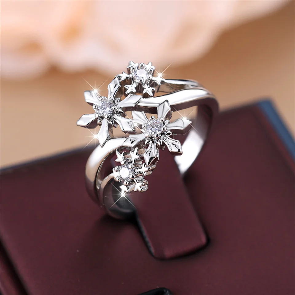 Bague Vintage T54 En Bois Et Argent Massif - Motif Flocon De Neige | Occasion Portée