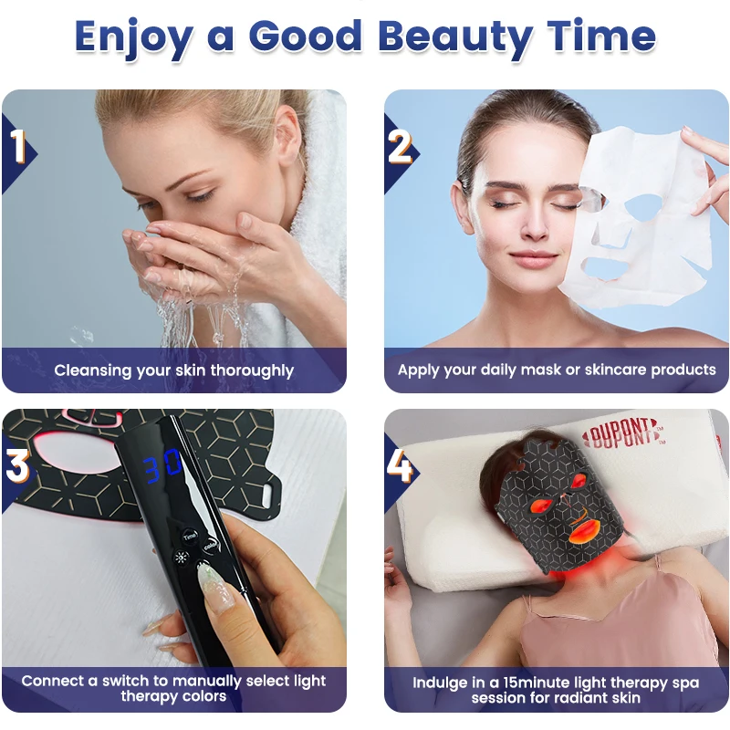 Silicone Face Mack 7 Colors LED Photon Red Light Threapy Skin Care Repair Mask USB Rechargeable Beauty Facial SPA at Home Salon