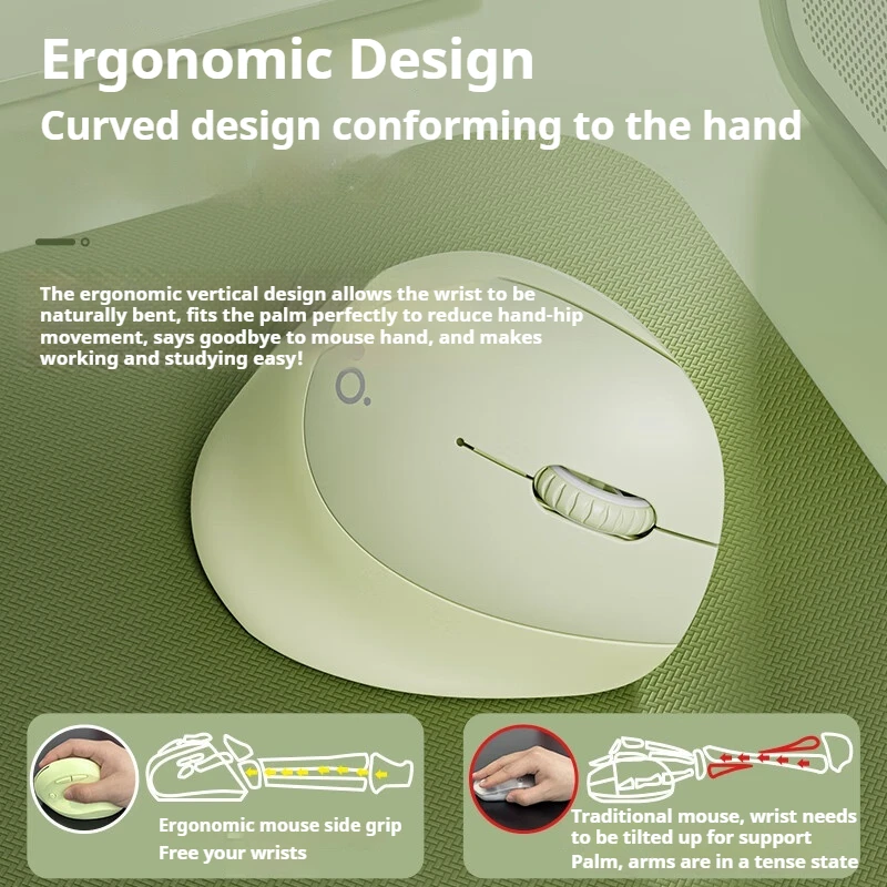 EWEADN Q7 Wireless BT + 2.4G Vertical Gaming Mouse 6 Buttons Silent Adjustable Sensitivity for Windows Laptop Office Work wireless mouse gaming mouse