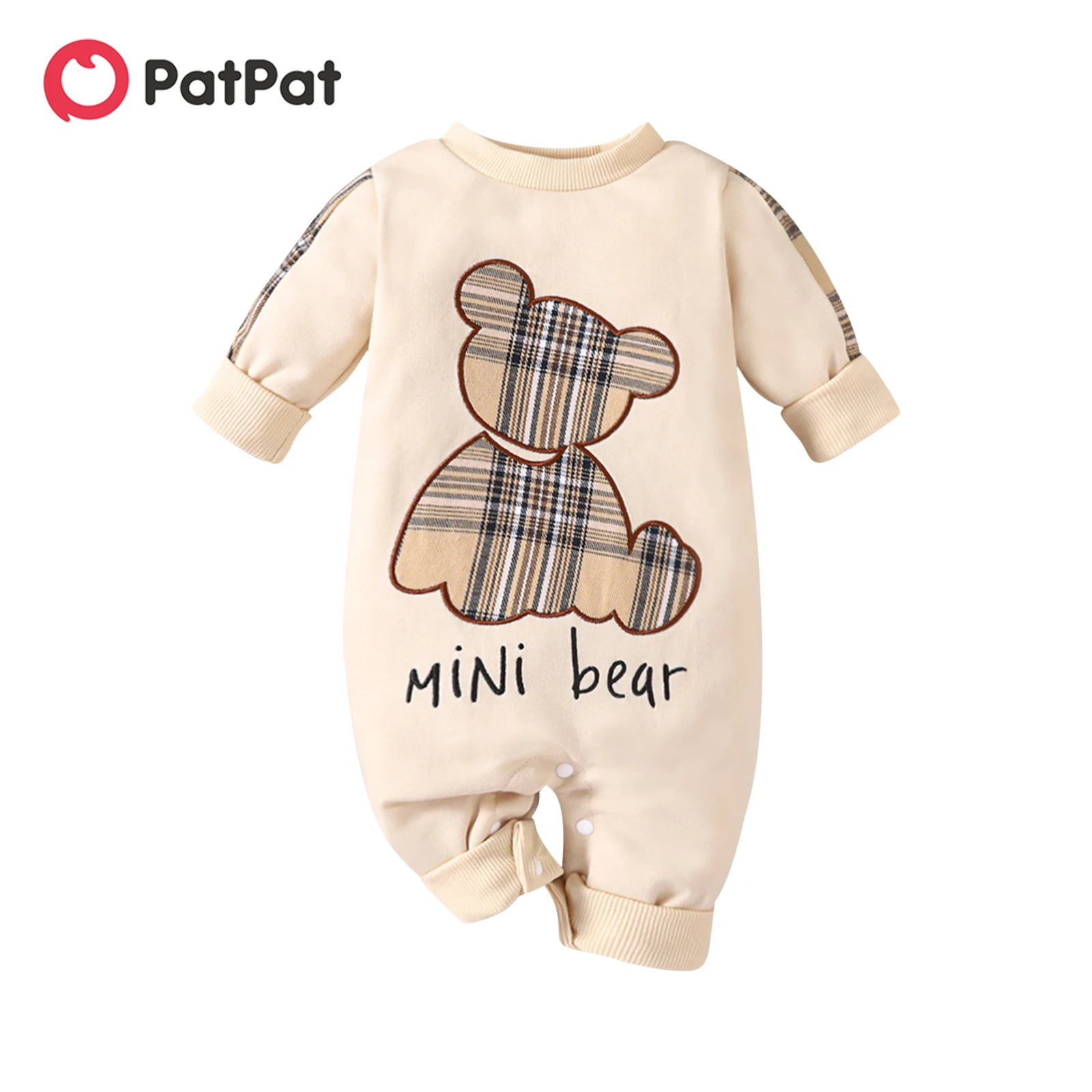 

Комбинезон с длинным рукавом и вышивкой, в клетку