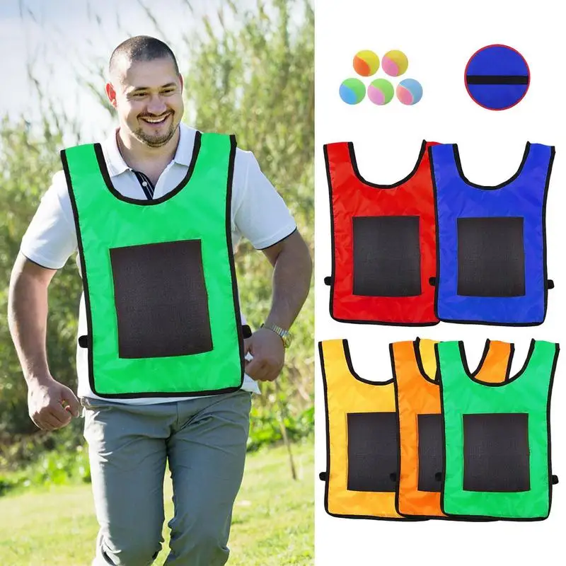 

Dodgeball Tag Game Dodgeballs Sticky Vest Set Dodge Tag Game Soft Toy Balls Fun Playground Games For Parent-Child Interaction