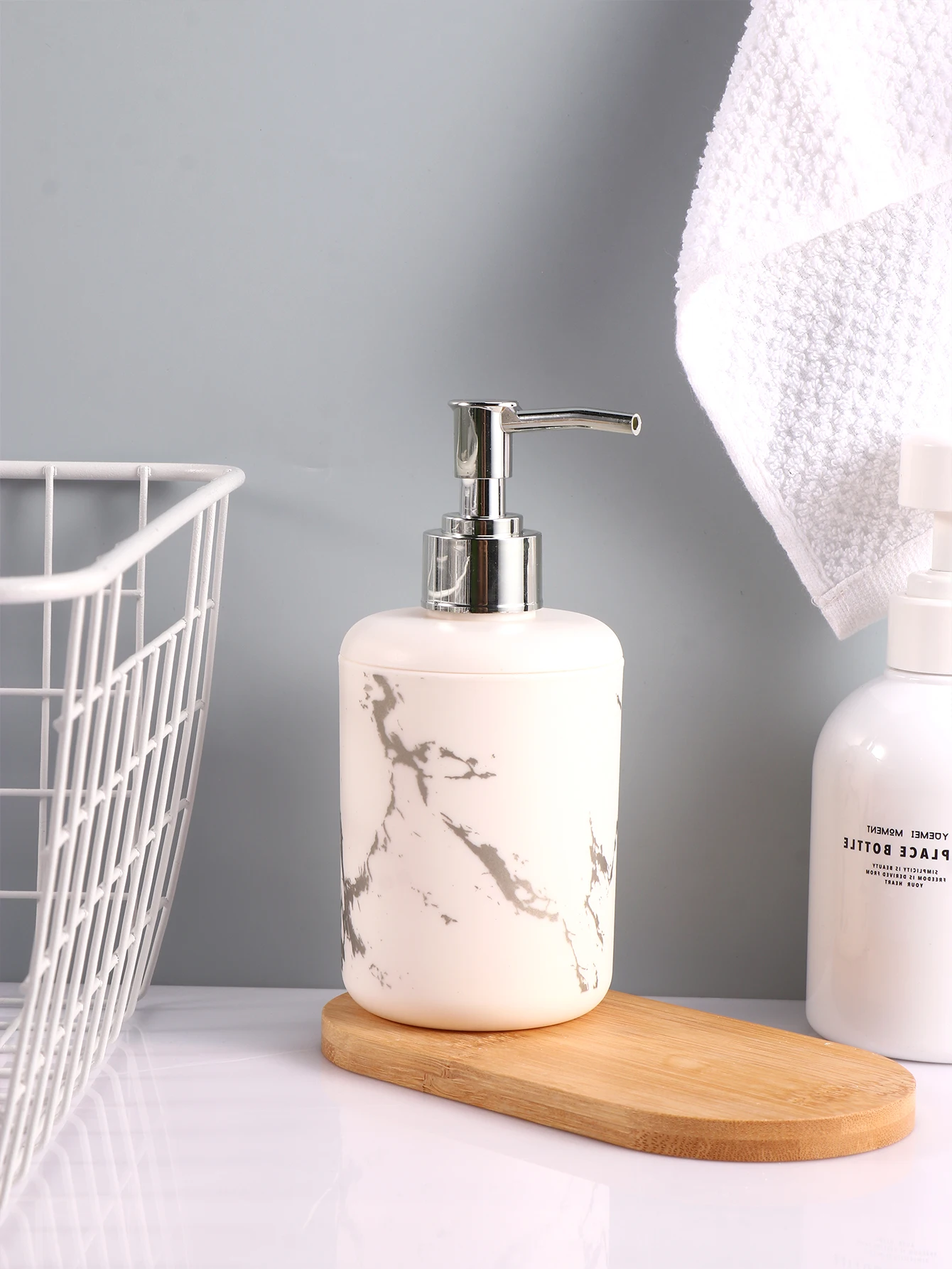 Soap Dispenser Ceramic Pattern Press on Hand Wash Empty Shampoo Bottle 1PC