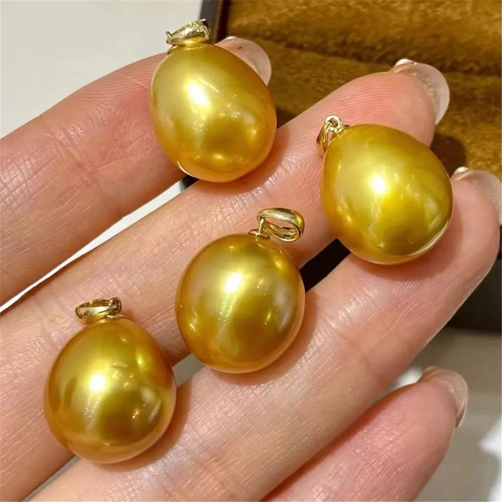 

DIY Pearl Accessories G18K Yellow White Gold Pendant Empty Tray Thick Plate Necklace Pendant Female Fit 9-15mm Round G044