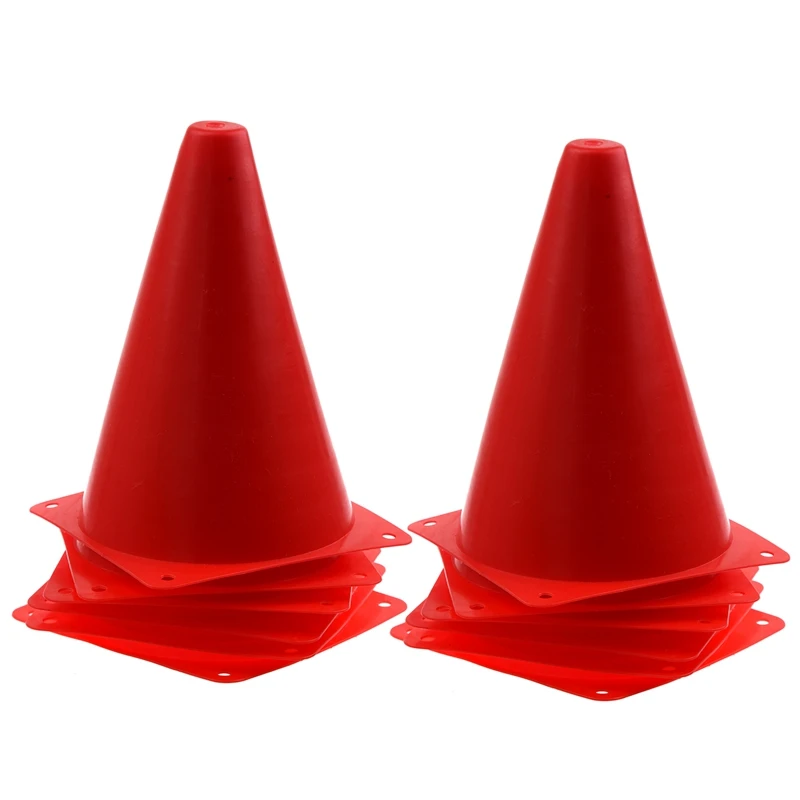 

NEW-12 PCS Multi-Function Safety Agility Cone For Football Soccer Sports Field Practice Drill Marking - Red