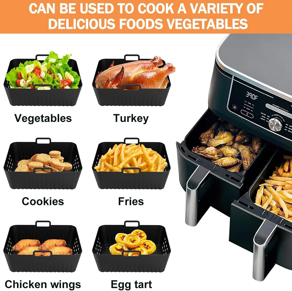 Air Fryer Liners for Ninjia SL400 SL401 Reusable Air Fryer Silicone Pot for Ninja Double Stack XL Baking Accessories air fryer liners air fryer accessories air fryer silicone tray