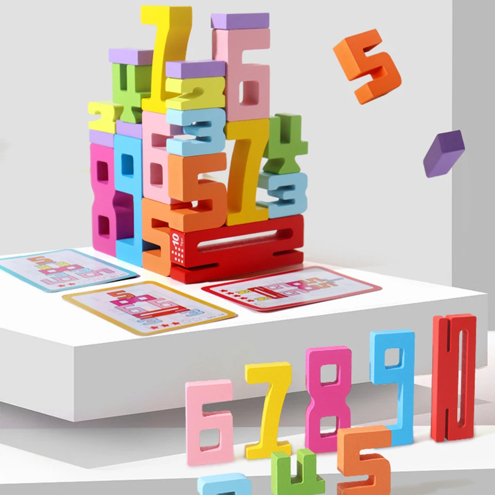 Inspired Colorful Wooden Number Blocks Early Mathematics Learning Toy Wooden Number Blocks Montessori Puzzle Games Stacking Toys