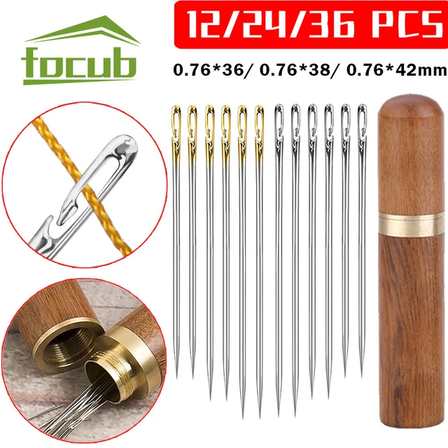 12Pcs/set Self Threading Needles Hand Stitching Sewing Blind Needle  Assorted For DIY Embroidery Sewing Mending Gold Silver - AliExpress