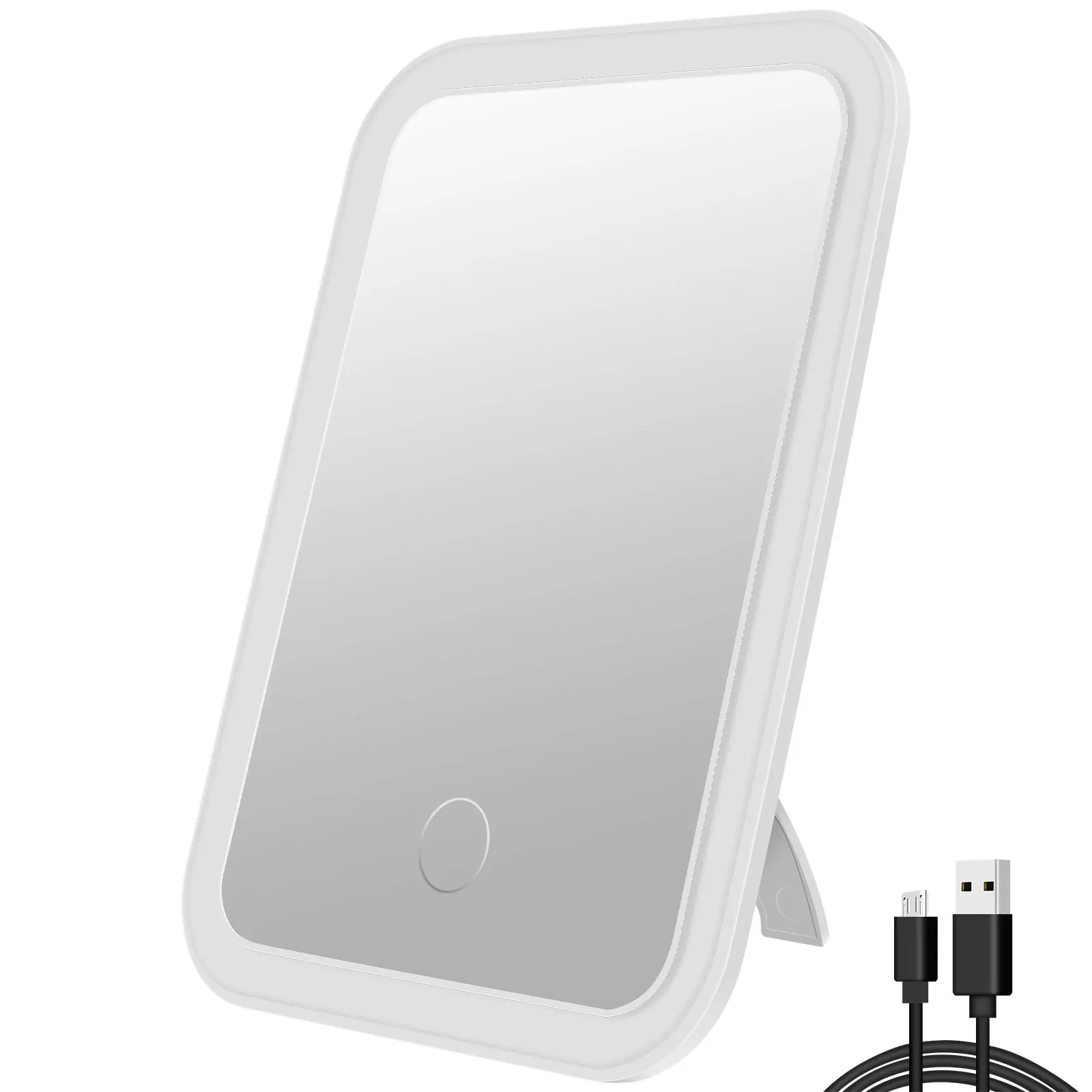 מראת איפור LED מוארת מראת קוסמטיקה עם מעמד, עדשת מילוי ניתנת לכיווץ לבית, חדר שינה, שולחן עבודה ונסיעות, מראת איפור ניידת