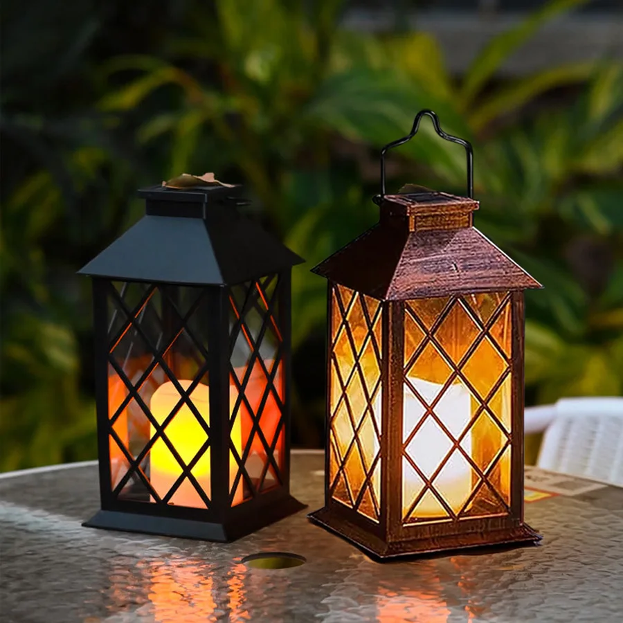 Solar Palace Lantern Outdoor Solar Lights Lawn Landscape Hanging Atmosphere Candle Lamp Waterproof Floor Yard Garden Decor