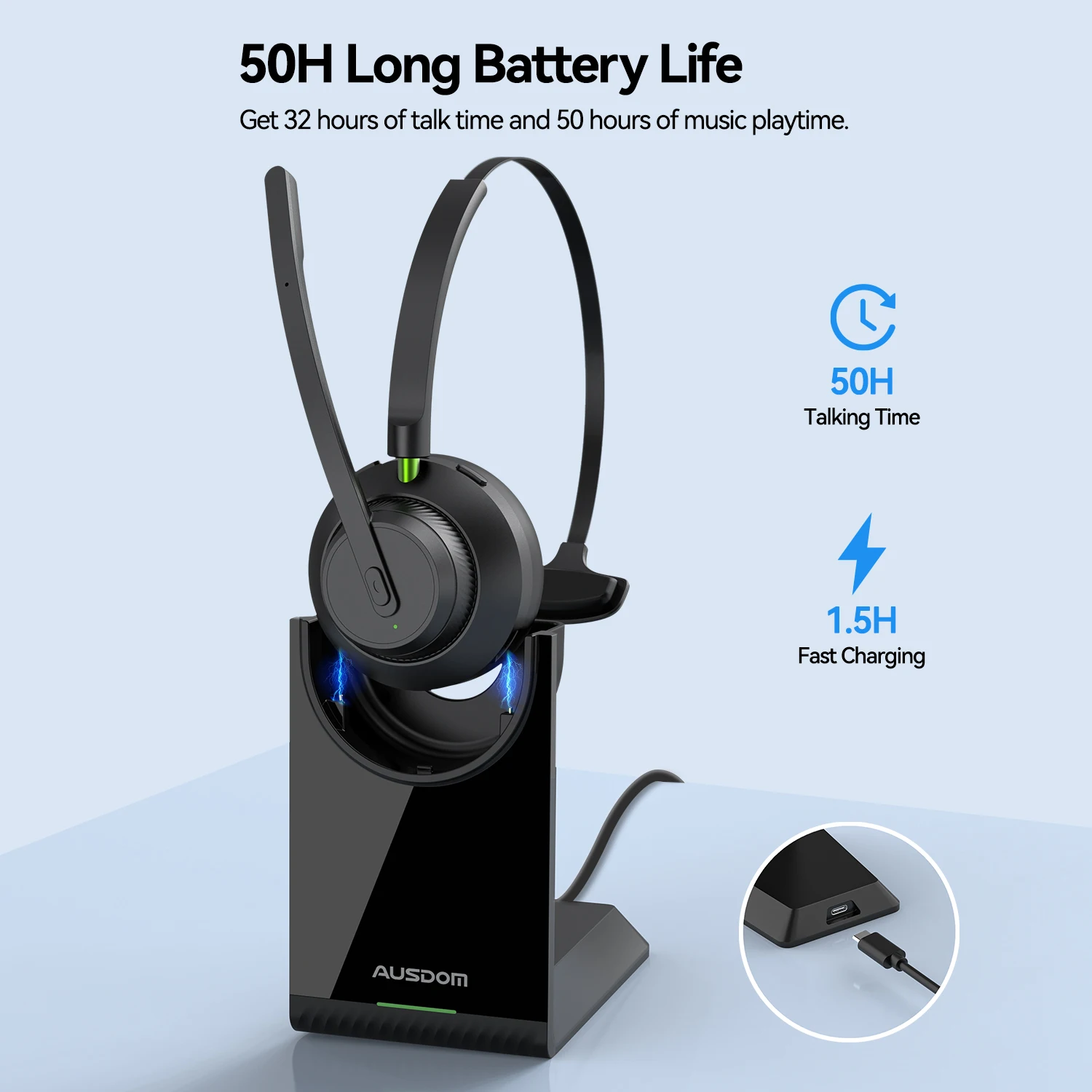 Ru222222222302 Rurucker 5.luetooth 5.1 Ooooise Anancelling Ics Ics Ireirless Eeadconjunto Ith Ith Harharger And Tand 50h Headhones or ou Enter Todos Enter Entrar - Imagem 6