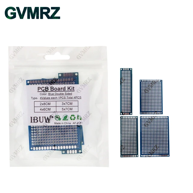 4pcs blue Assorted Size PCB Prototype Board 2x8/3x7/4x6/5x7CM Universal Breadboard for Arduino DIY Electronics Project
