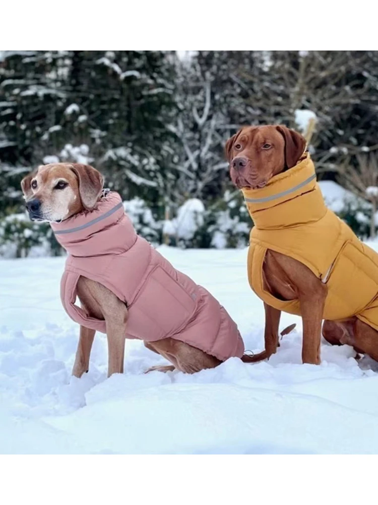 Winter Warm Dog Clothes Windproof Waterproof Thick Pet Dog Down Jacket Adjustable Cotton Large Parkas Clothing Pet Supplies