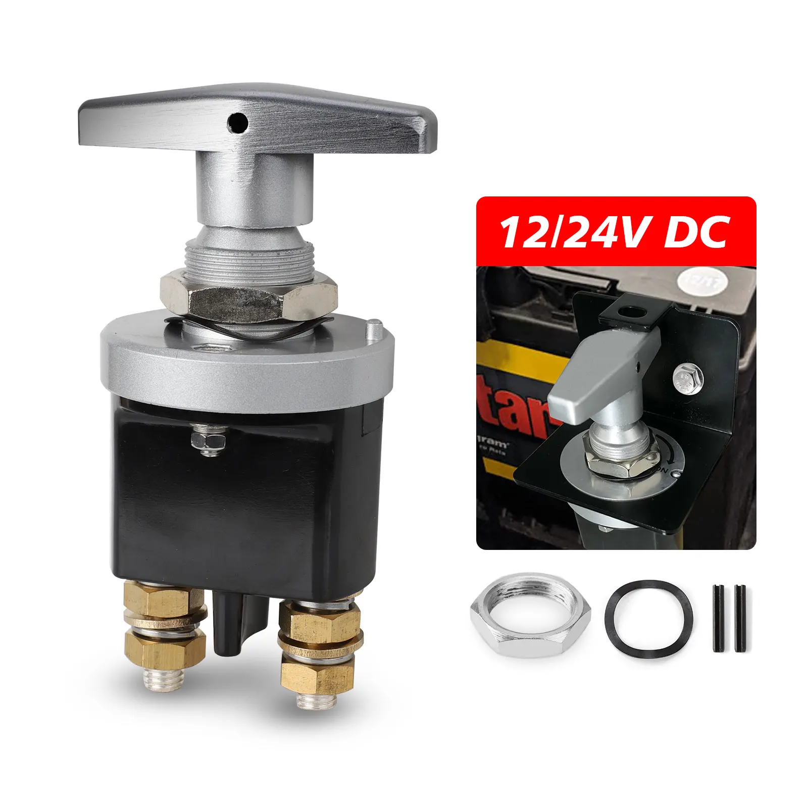 

12-24V Heavy Duty Battery Kill Switch with 1500 Amp Rush Keep It Clean BATKD2 muscle Car Battery Isolator Disconnector