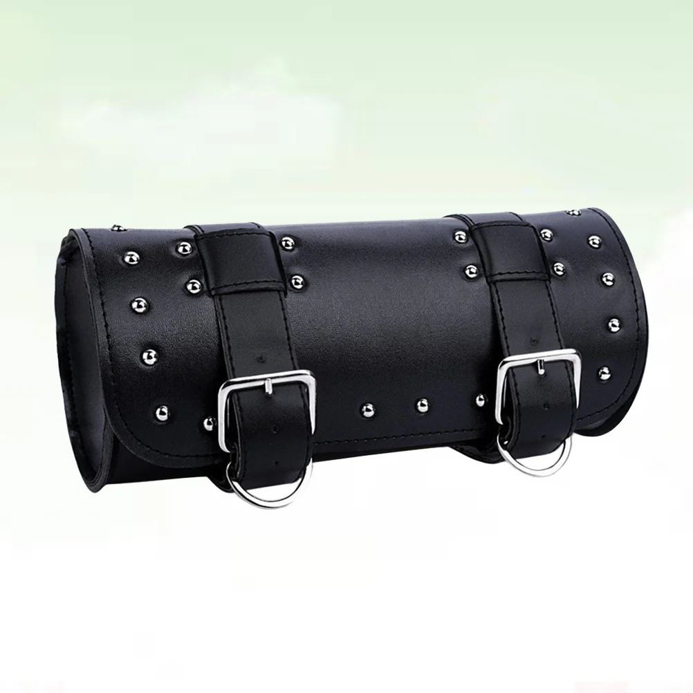 

Motorcycle Handlebar Bag PU Waterproof Saddlebag Motorcycle Hanging Pouch Gadget Box with Straps for Motorbike (Black)