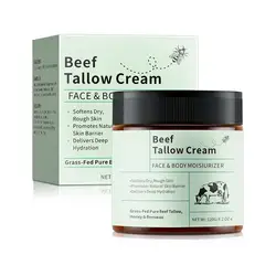 Beef Tallow Honey Moisturizing & Brightening Cream - Rejuvenates, Nourishes, Hydrates & Repairs Redness, 120g (1PC)