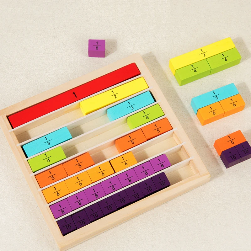 Fraction Learning Math Toys Wooden Strip Puzzle Board Arithmetic Teaching Aids Cognitive Educational Toys Gifts For Children