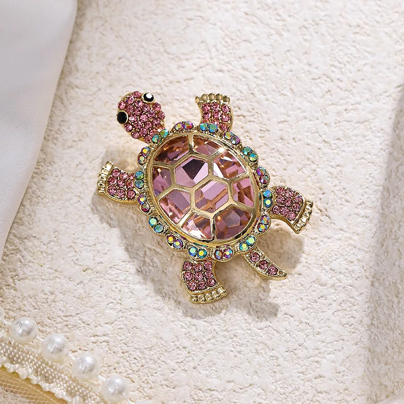 Nette Frauen Kinder Schildkröte Transparent Strass Broschen Pins Klassische Glänzende Boutique Dekoration Tier Exquisite Abzeichen Corsage