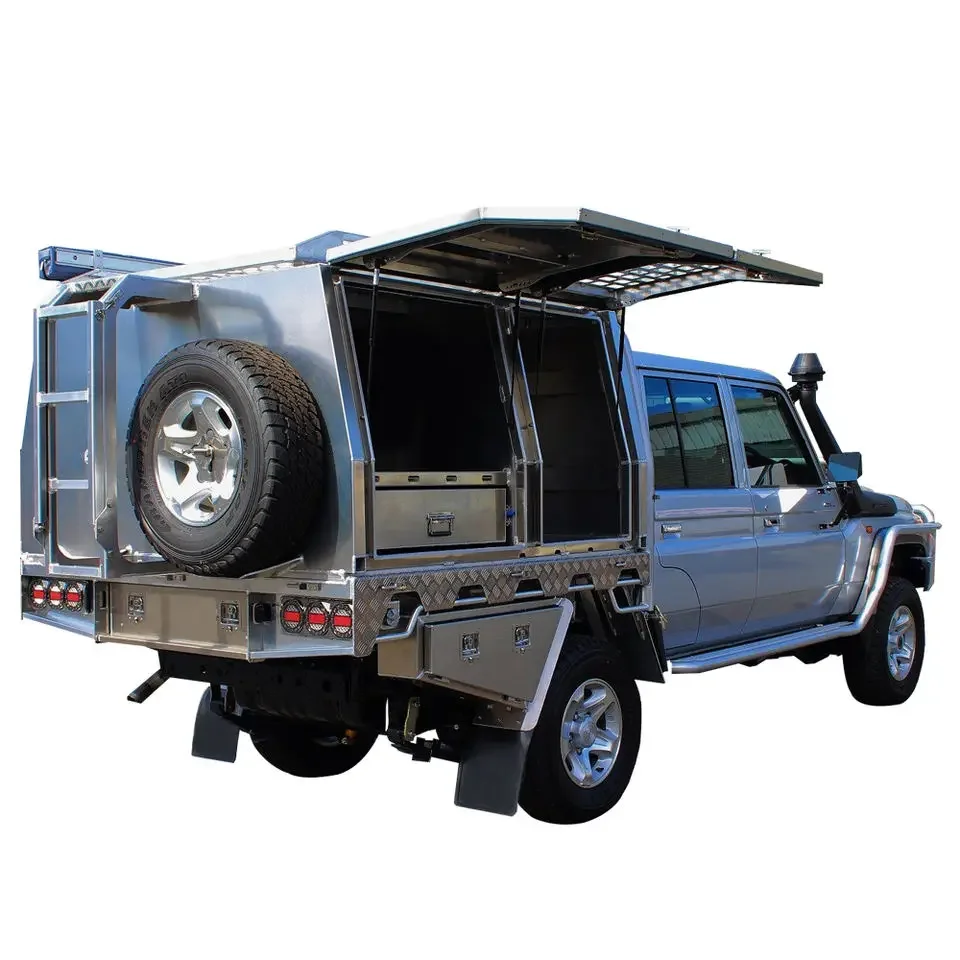 China Manufacture Black Power Coating Aluminum Double Door Truck Ute Canopy With Jack Legs
