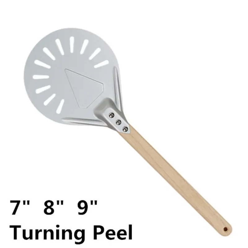 Perforated Pizza Turning Peel Pizza Shovel Aluminum wooden handle Peel Paddle Short Tool Non Slip Handle 7 8 9 inch pizza peel pizza bakeware