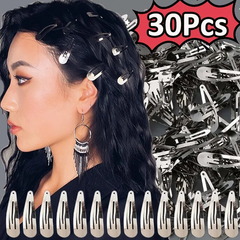 

Y2k Metal Silver Hair Clips Simple BB Snap Hairpins Women Bobby Pin Base DIY Handmade Barrettes Sweet Cool Girl Hair Accessories