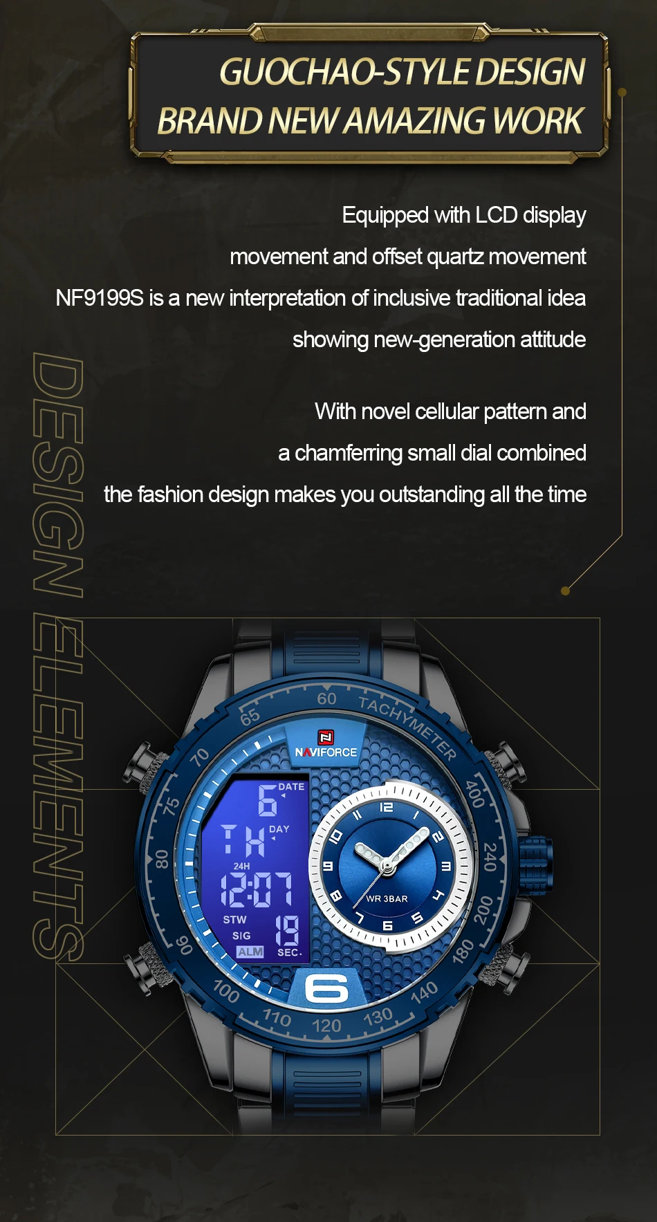 NAVIFORCE Luxury New Watch for Men Original Stainless Steel Quartz Digital Wrist Watches Waterproof Military Sports Male Clock