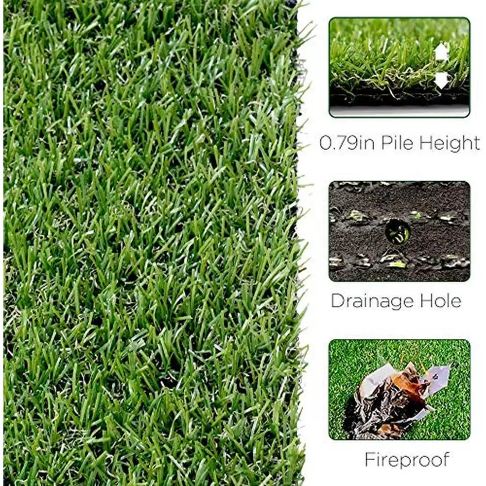 Artificial Grass Turf Dogs 20MM Thick Faux Grass Rug Area 7FTX13FT Waterproof Non-slip Fire Resistant Drainage Holes Indoor