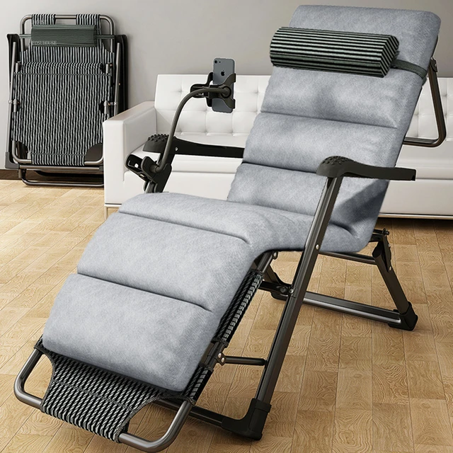 Cama de Camping Plegable con Colchón Desmontable Respaldo Ajustable Silla  Reclinable Ligera 194 x 64 x 29 cm Gris