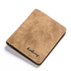 Baellerry Men's Slim Vintage Nubuck Leather Wallet - Thin Designer Purse & ID Credit Card Holder (Vertical Brown)