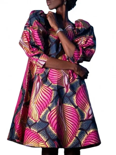 Chiamaka Bob Sleeve Ankara Dress - Image 3