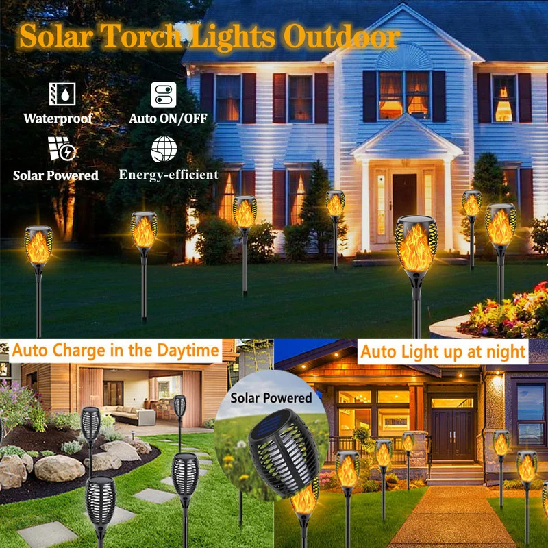 Outdoor 96LED Solar Flame Torch Lights Flickering Light Dancing Led Waterproof Garden Decoration Lawn Path Yard Patio Lamps solar lights solar led lights lawn lamp garden lighting