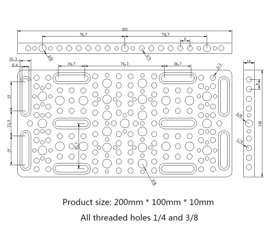 Camera Tripod Plate Camera Mount Plate Camera Base Plate Used for installing cheese board camera cage on guide rail block 1/4 inch 3/8 inch porous connection quick installation board