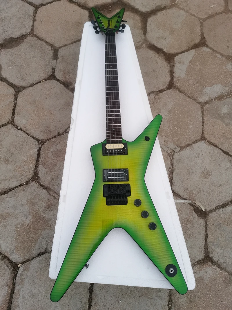 WASHBURN DIME Flame Maple top Floyd rose vibrato green circle yellow electric guitar electric guitar kit