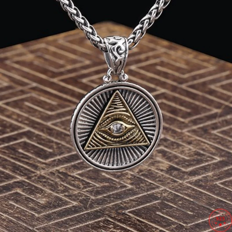 

S925 Sterling Silver Charms Pendants for Women Men New Fashion Eye of God Vintage Round Coin Punk Jewelry Free Shipping
