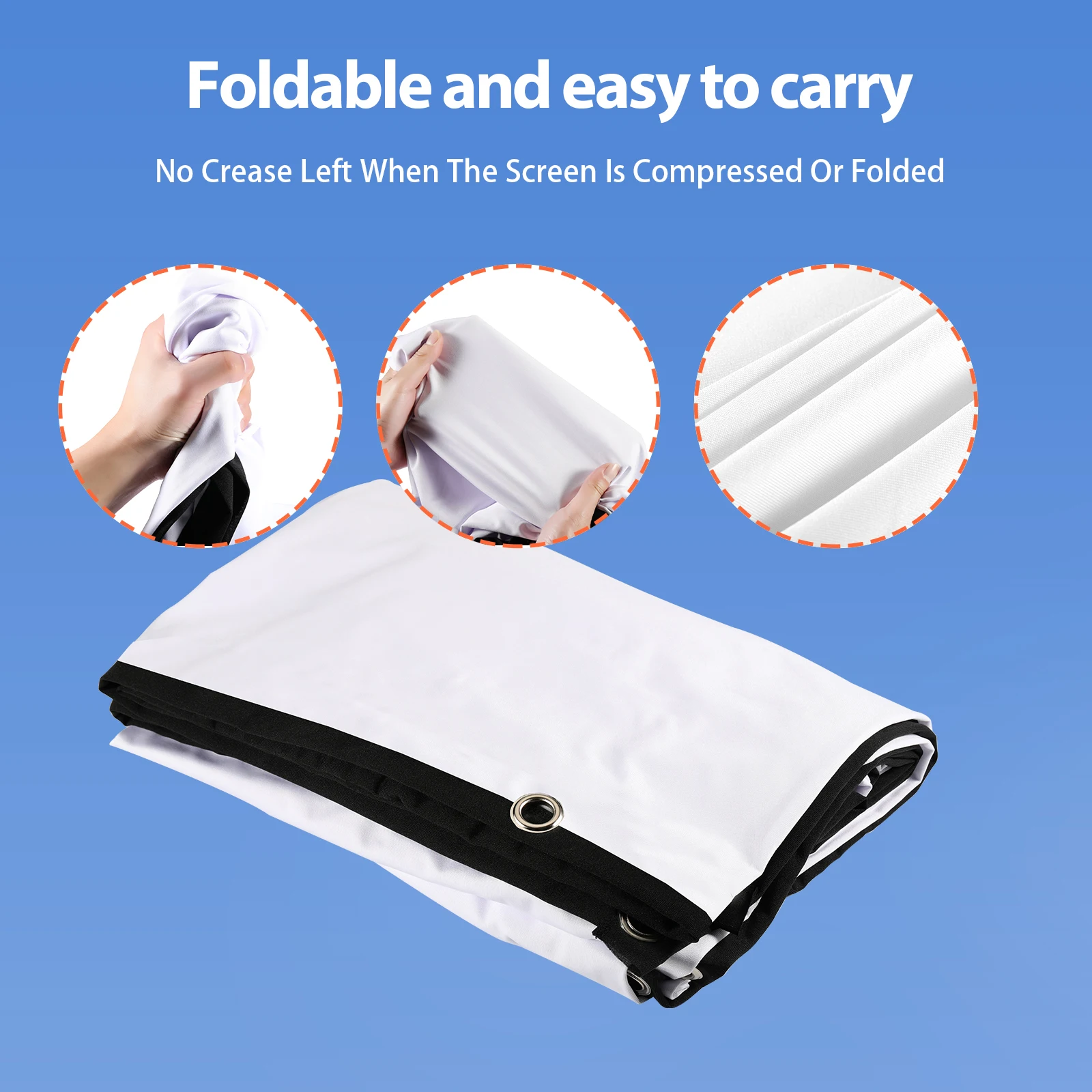 Schermo per proiettore HD portatile da 80 pollici schermo di proiezione 16:9 pieghevole durevole montato a parete per film all'aperto Home Theater Office - immagine 4