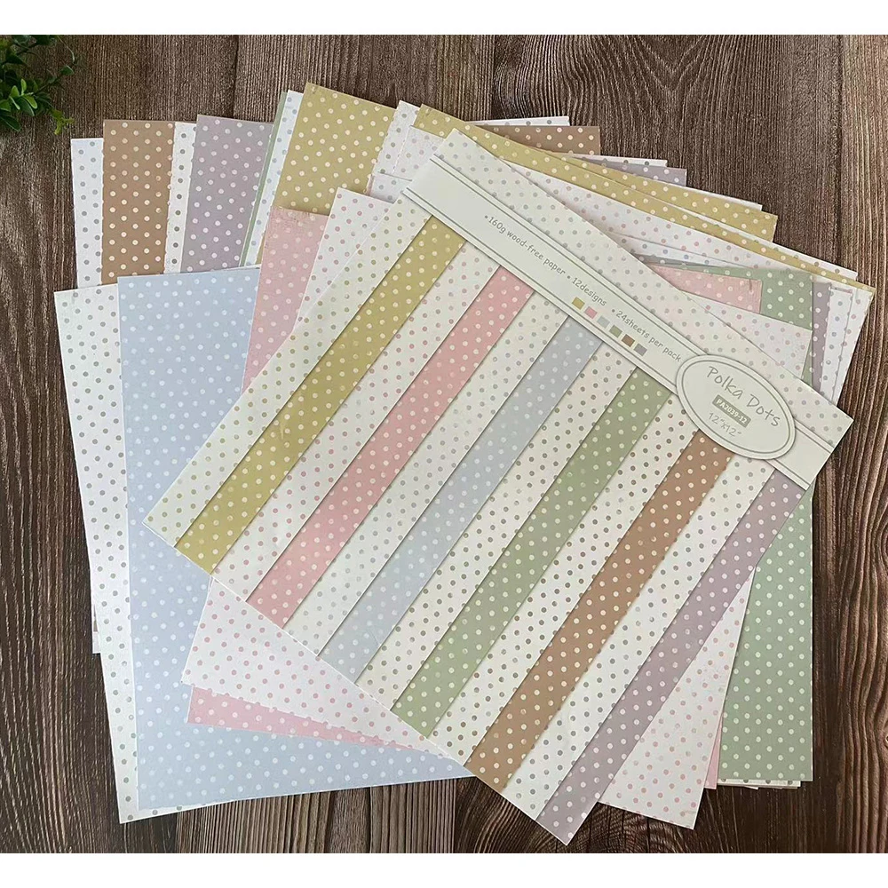 

12 Inch Fresh Beautiful Color Polka Dots Background Decorative Cutting Paper DIY Scrapbook Birthday Handbook Album Decor Gift