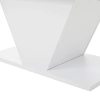 Table basse KOMHTOM blanche ultra-brillante en forme de V accrocheuse avec éclairage LED modulable, design moderne 5
