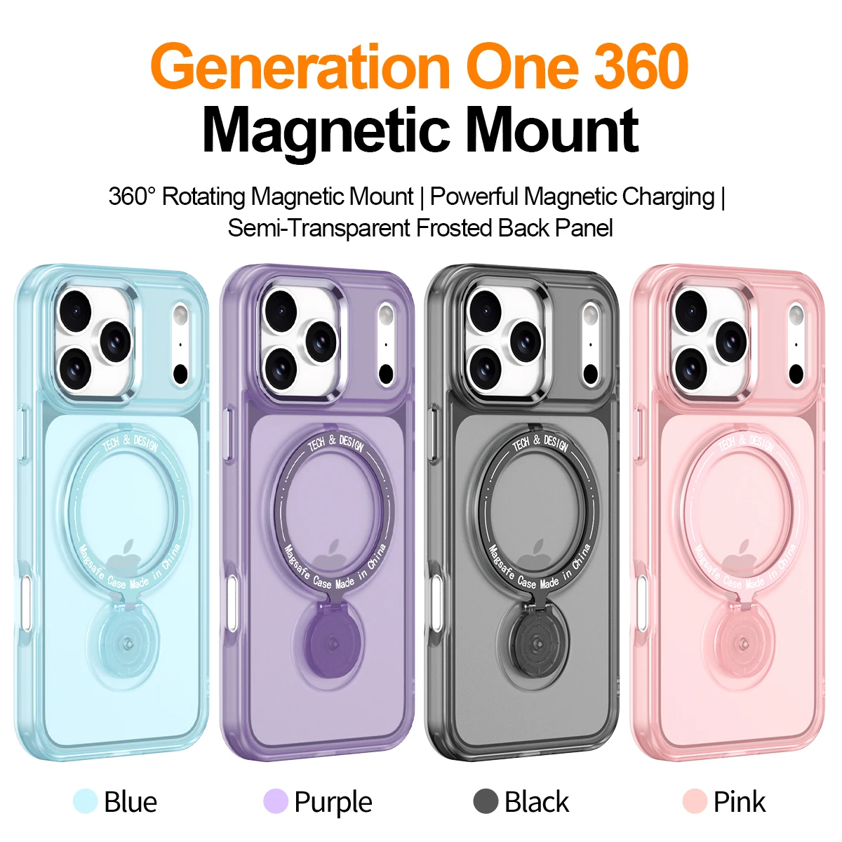 Luxury Magnetic Shockproof 360 Rotating Ring Case with Bracket Stand and Clear Cover