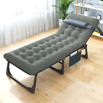 캠핑 접이식 침대, 사무실 홈 레스트 싱글, 두꺼운 10cm 매트리스, 수면 마칭 조절 가능한 등받이 앵글