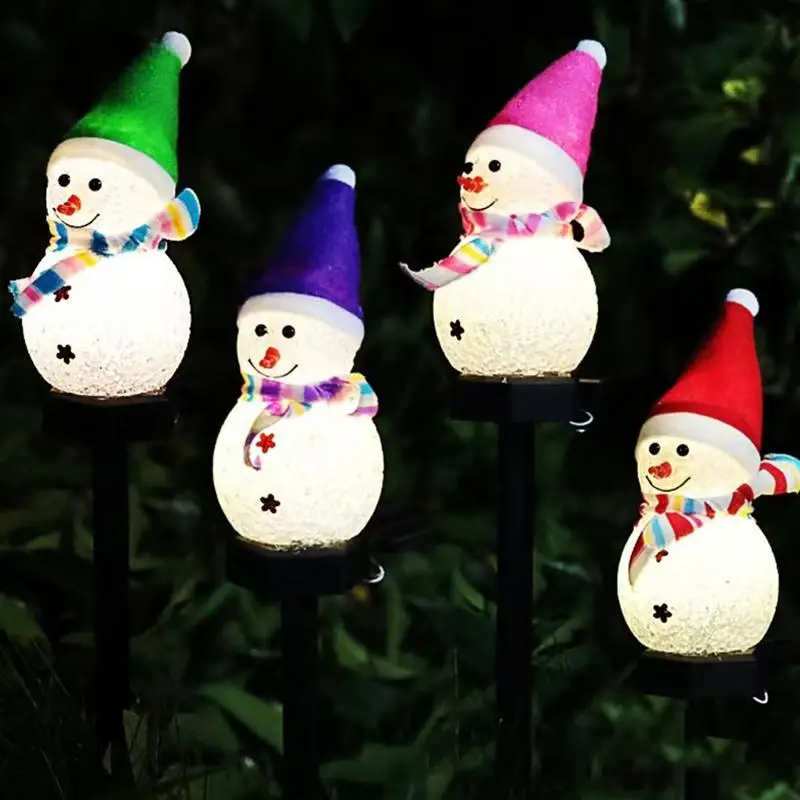 Snowman Yard Stake Solar Powered Snowman Lights Waterproof Solar Christmas Decorations Outdoor Solar Energy For Christmas 2