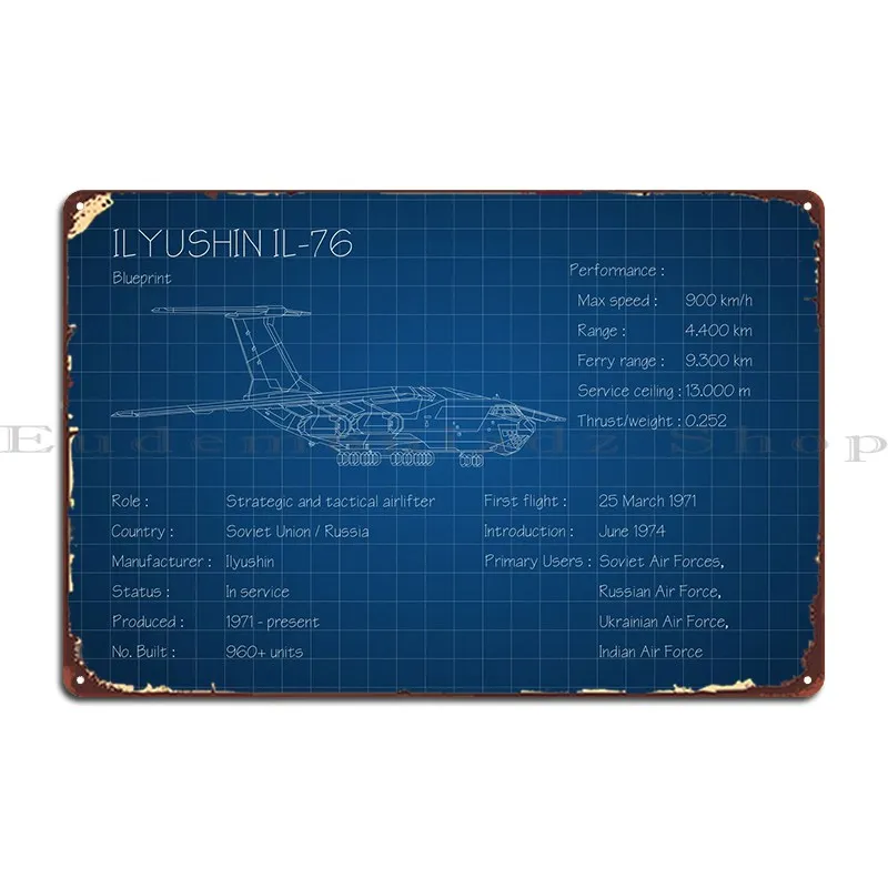 Ilyushin Il 76 металлический плакат с табличкой, Клубные гаражные таблички для гостиной, персонализированные настенные проектные плакаты
