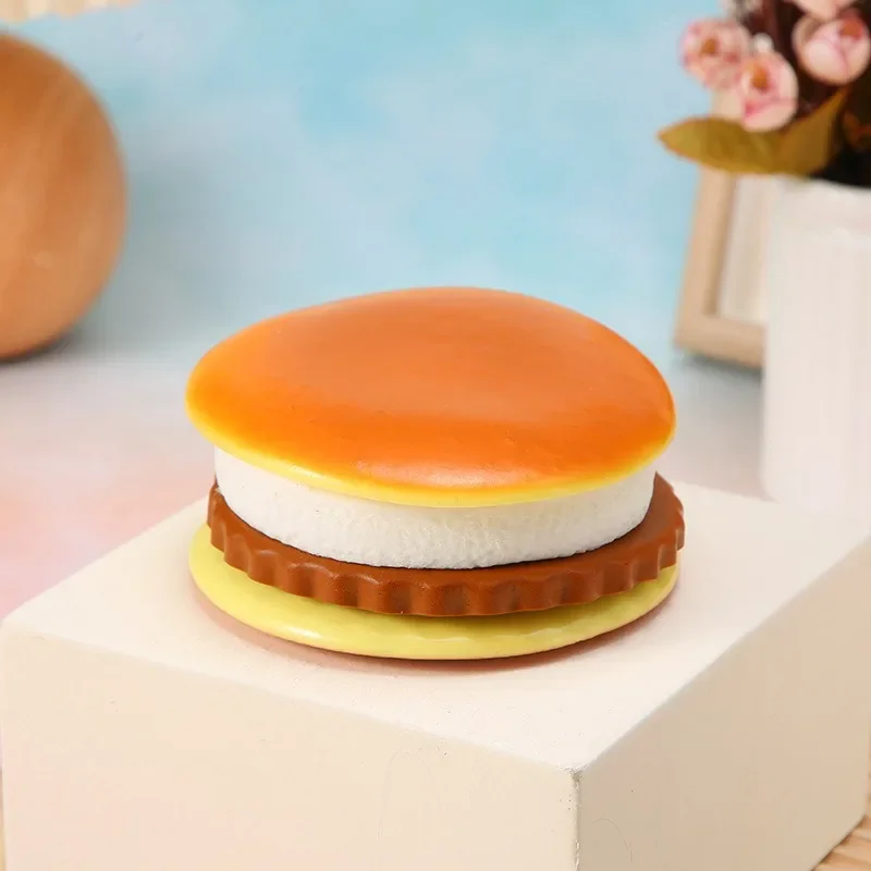 Creative Burger Squeeze Toy 3D Squishy Hamburger Fidget Toys Slow Rebound Decompression Silicone Squeeze Ball Fidget Sensory Toy 6