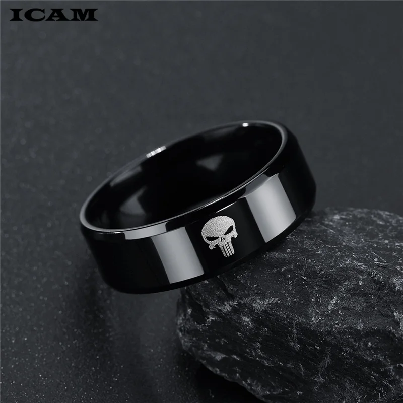 ICAM Stainless Steel Men Rings Skull Devil Punk Rock Hip Hop Jewelry Creativity Gift For Biker Male Boyfriend 6