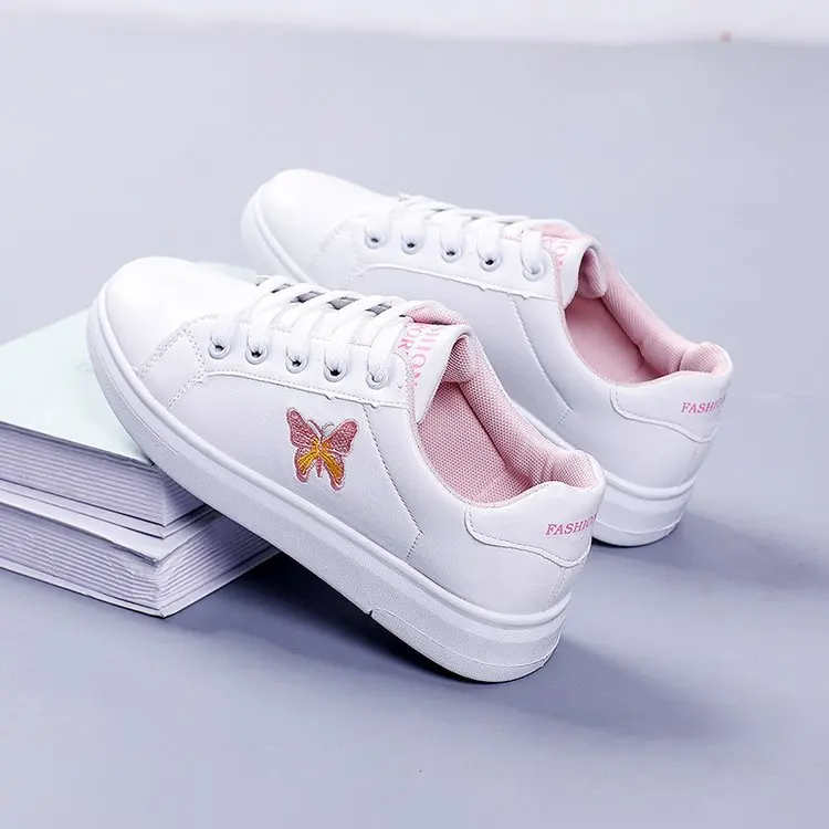 

Fashion White Breathable Women Running Shoes 2023 Spring Autumn Embroidered Lace-Up Casual Sneakers female Zapatos Para Mujeres